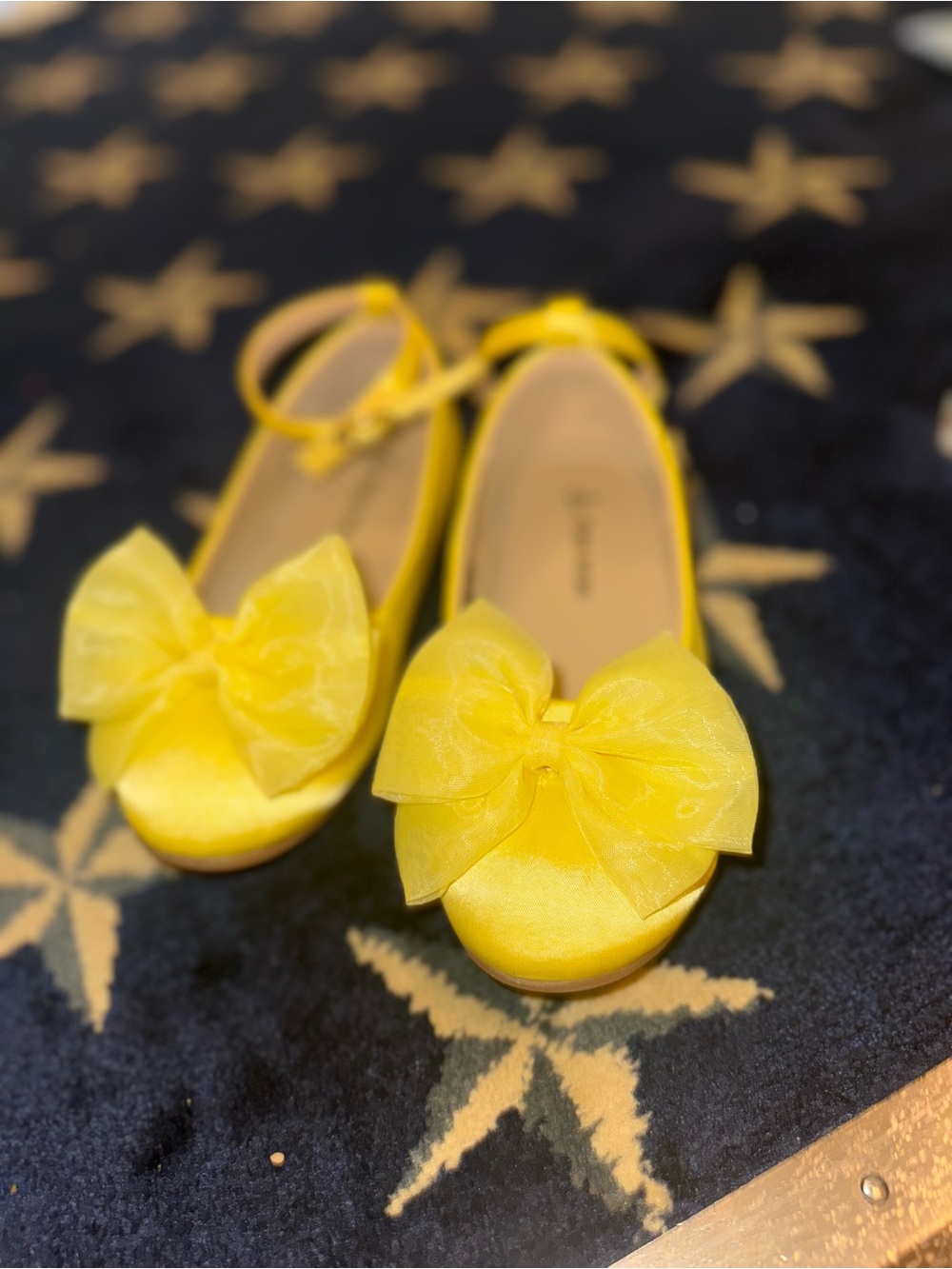 Girls Yellow Bow Dress Shoes